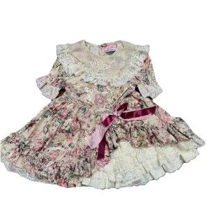 Martha’s Miniatures We’re Fussy Vtg 80 Girls Sz5 Super Dollfie Lace PartyDress